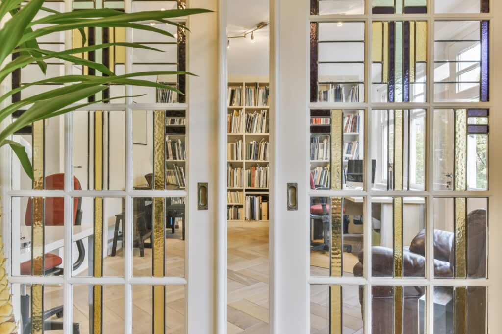 Wooden doors with many windows